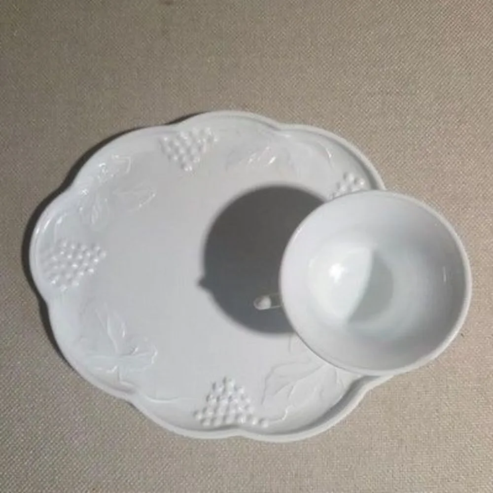 Vintage Indiana Glass Colony Harvest White Milk Glass Snack Set of 4